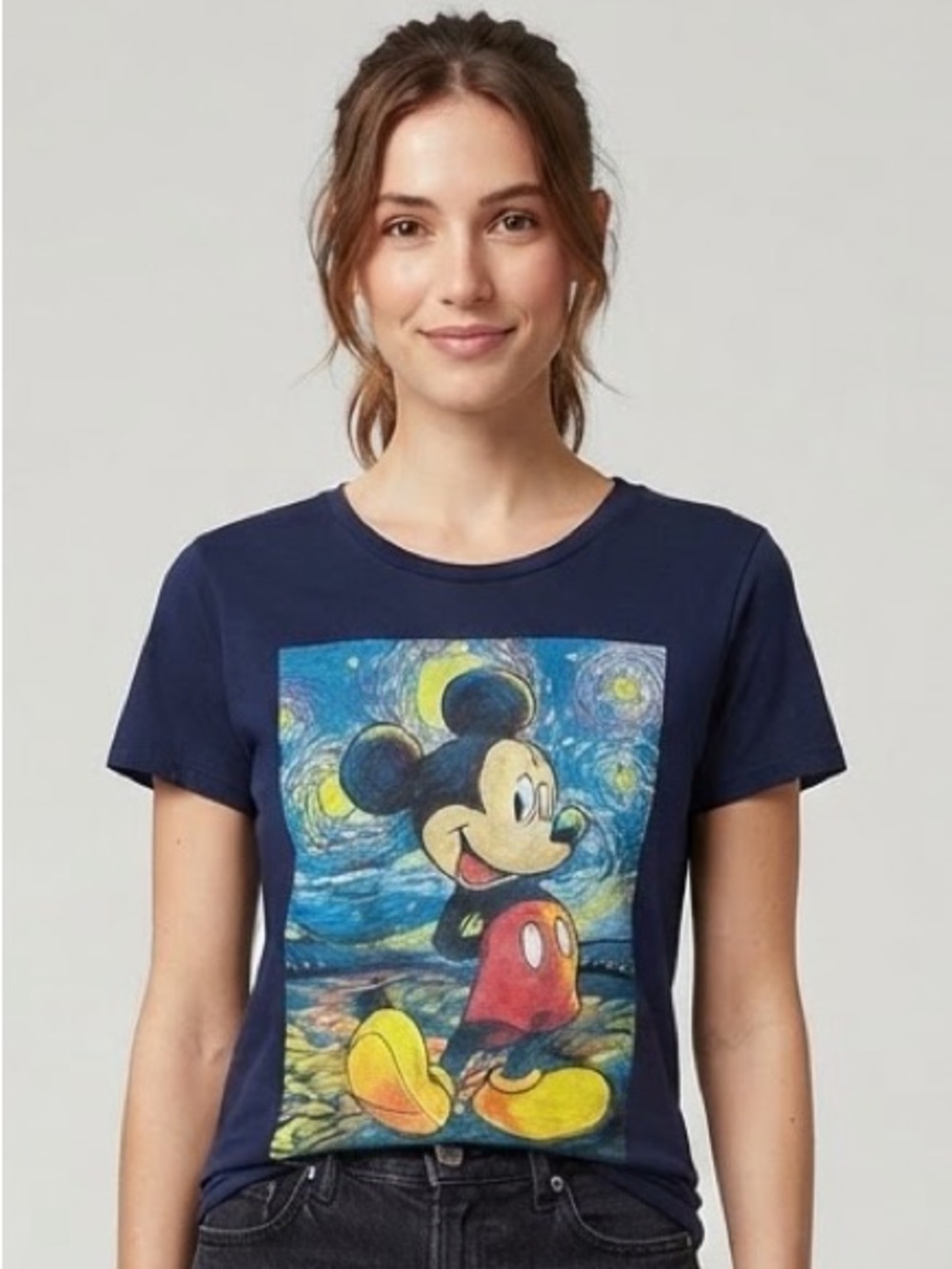 DISNEY X VAN GOGH Starry Night Graphic Tee S 17” p2p Navy EUC